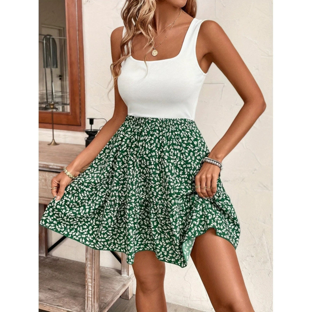 ZARA Casual Elegant Women Summer Square Neck Sleeveless Printed Vacation Dress - Picture 3 of 6